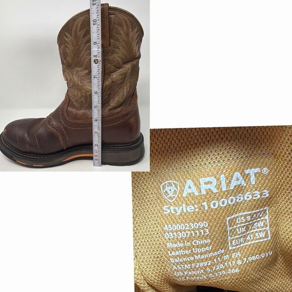 Ariat WorkHog Pull On Work Boots Men’s 8.5 EE Wide Brown Soft Toe 10008633 main image 6